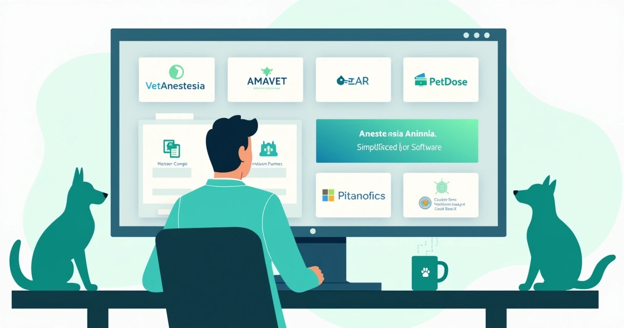 Interface de softwares de ficha anestésica veterinária sendo comparados em tela de computador 