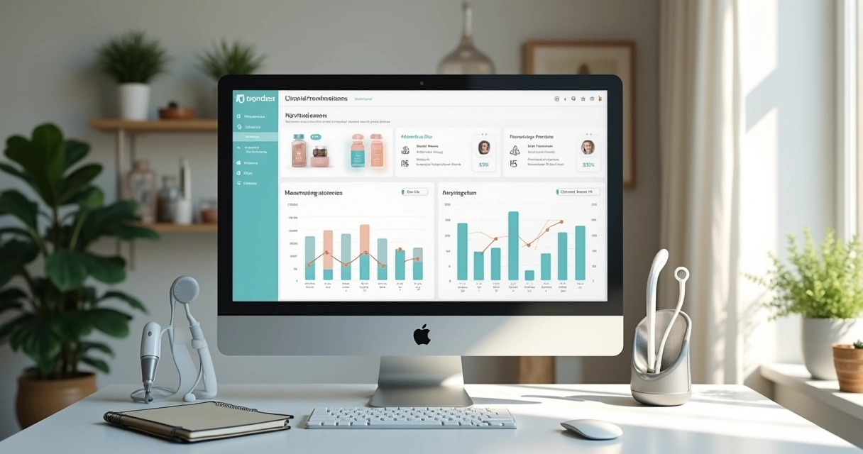 Tela de software de gestão para clínica de estética 