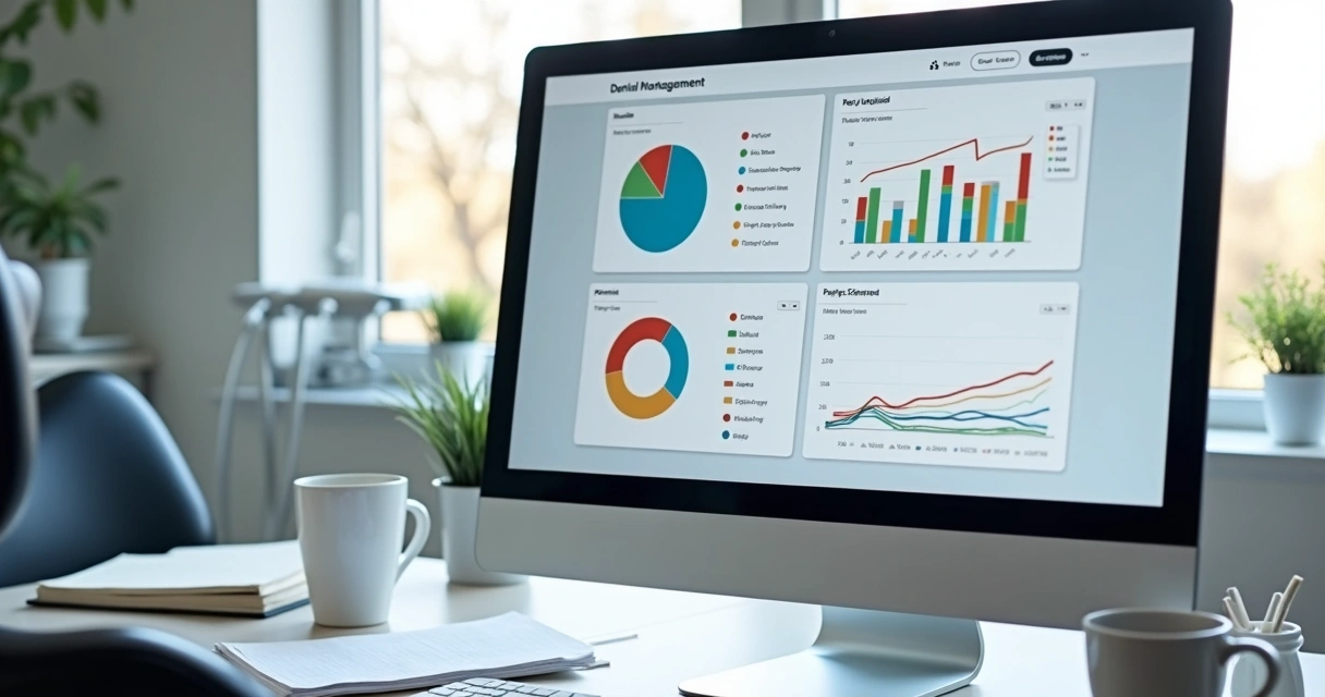 Tela de software de gestão odontológica exibindo gráficos de indicadores da clínica 