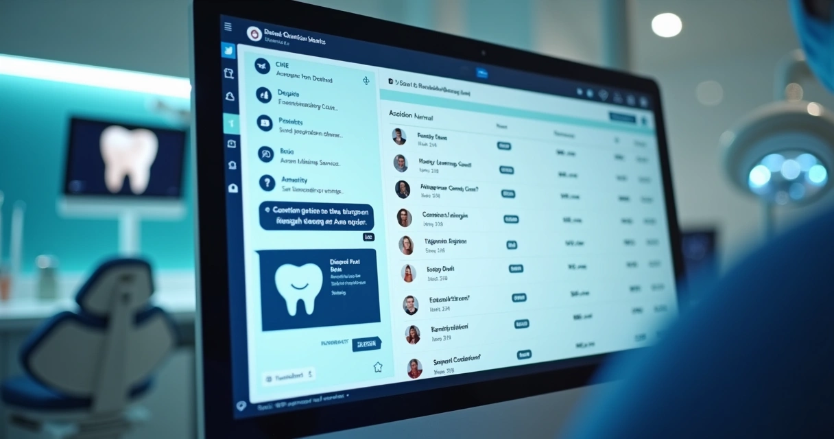 Tela de software odontológico com chat de IA integrado 