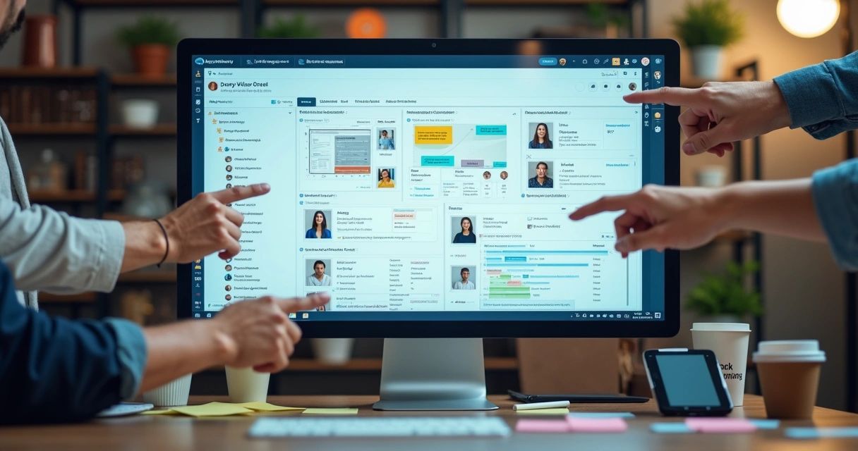 Digital project management dashboard with software tasks 
