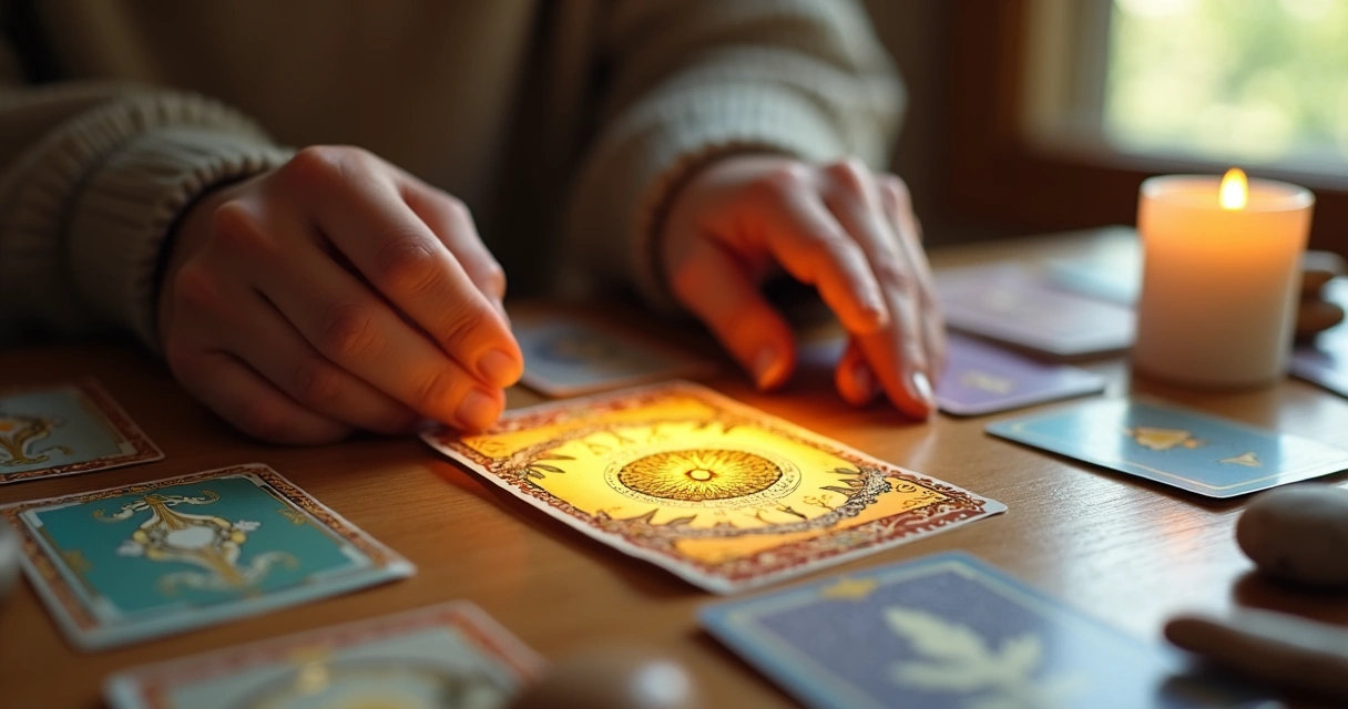 Interpretação da carta O Sol no Baralho Cigano em mesa de leitura de tarot