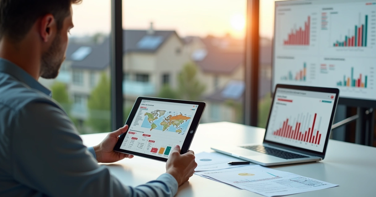 Solar sales rep looking at missed installation opportunities on a tablet dashboard 