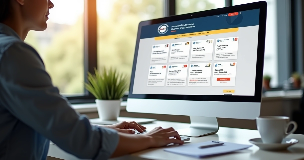 Pessoa utilizando computador para solicitar documentos urbanísticos em site oficial do governo municipal. 