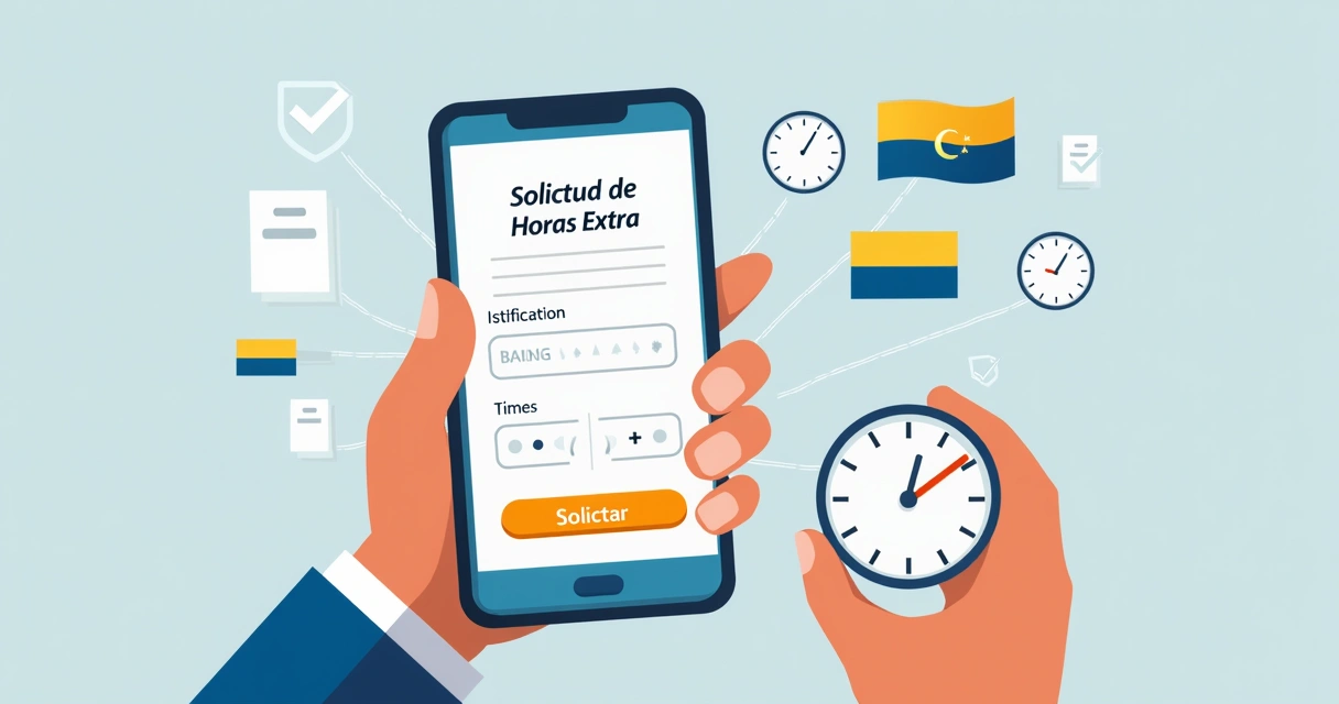 Pantalla móvil para solicitar horas extra.