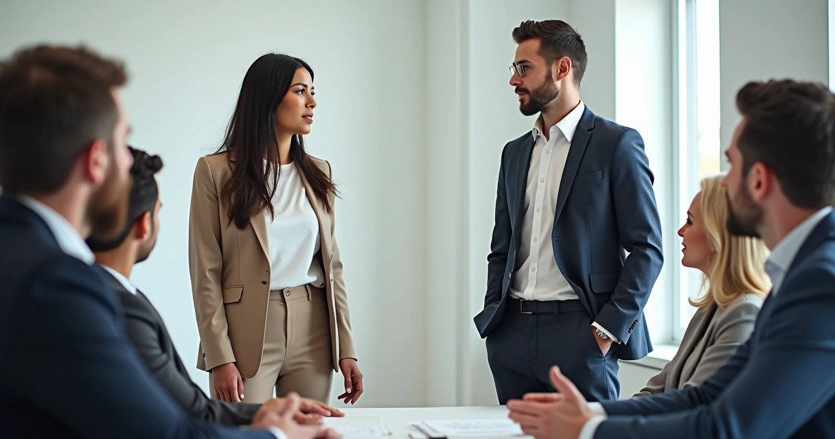 Colegas resolvendo conflito em ambiente de trabalho 