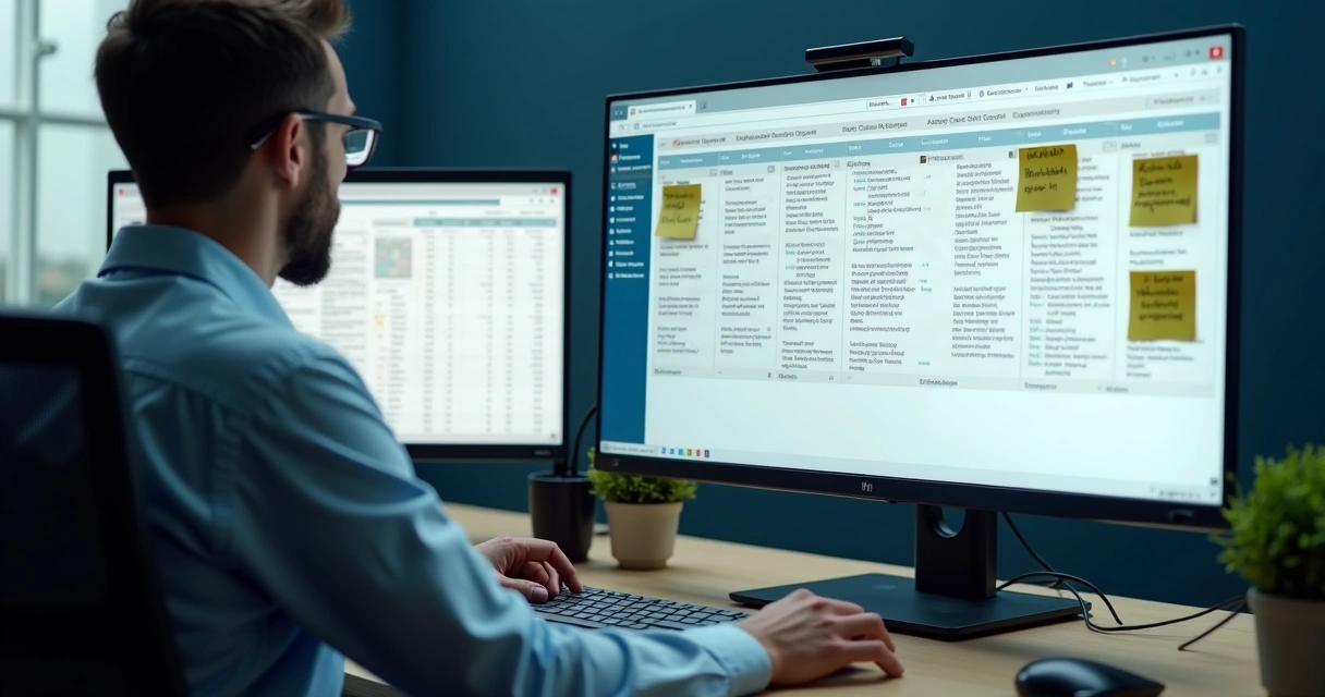 Profissional configurando um sistema contábil customizado 
