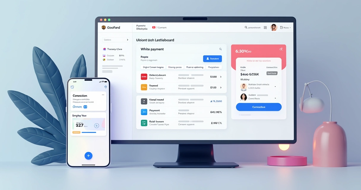 Imagem detalhada de interface digital mostrando soluções de pagamentos white label 