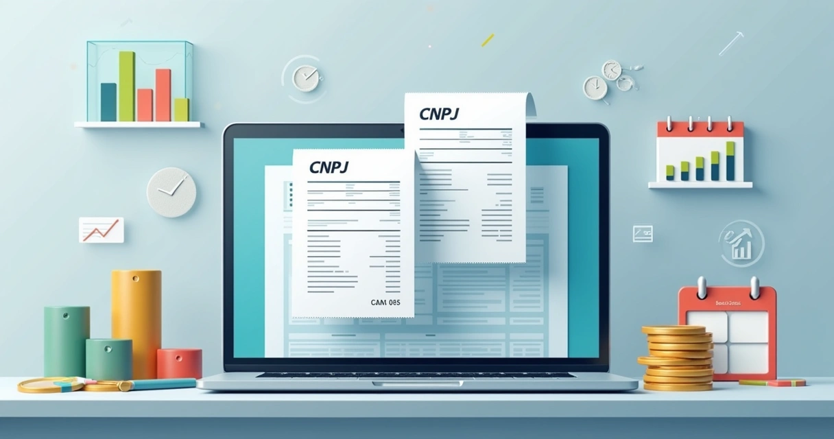 Dois comprovantes fiscais, um do CPF e outro do CNPJ, sendo somados em um formulário digital 