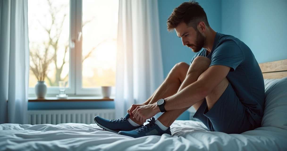 Homem ajustando rotina de sono e exercício