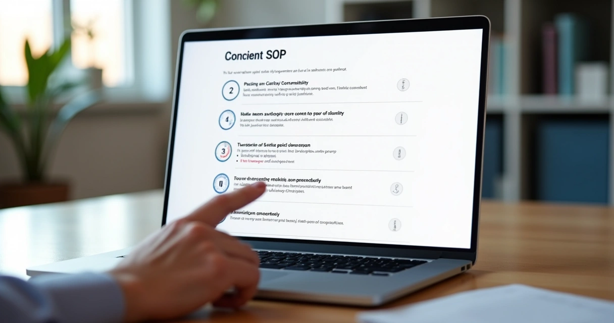 Print de uma tela de computador aberta com checklist de SOP curto e visual 