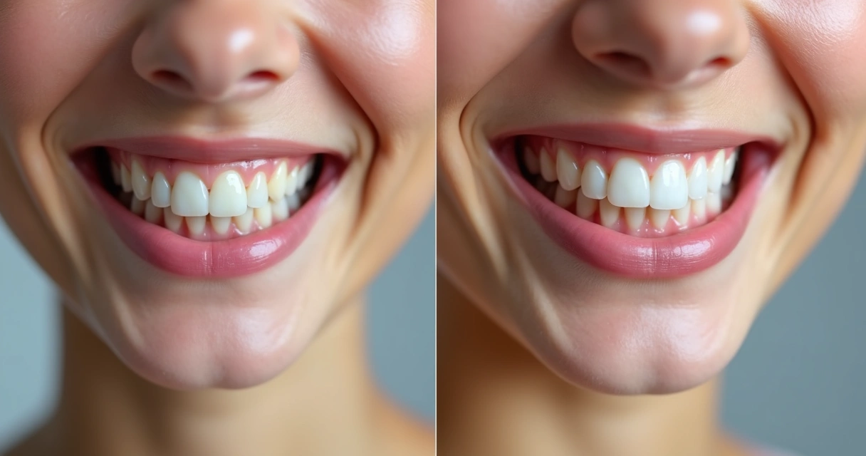 Sorrisos antes e depois do uso da prótese flexível