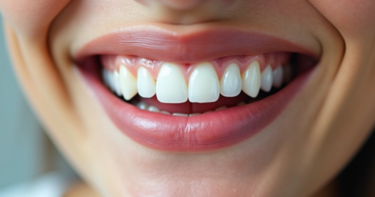 Sorriso com facetas de resina alinhadas na boca 