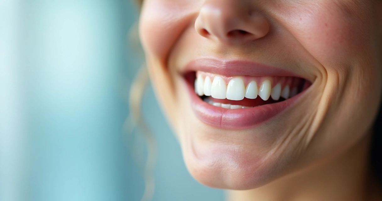 Sorriso natural após implante dentário unitário 