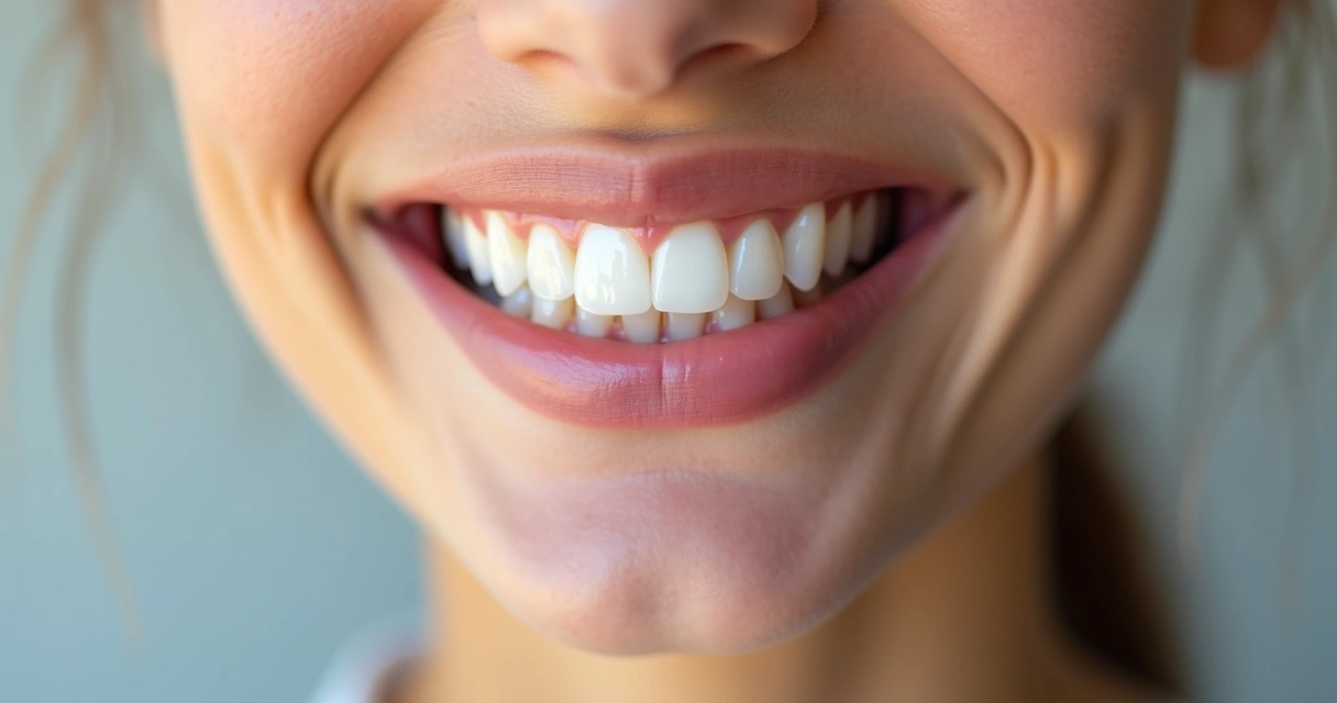 Paciente mostrando sorriso com dentes naturais e implantes 