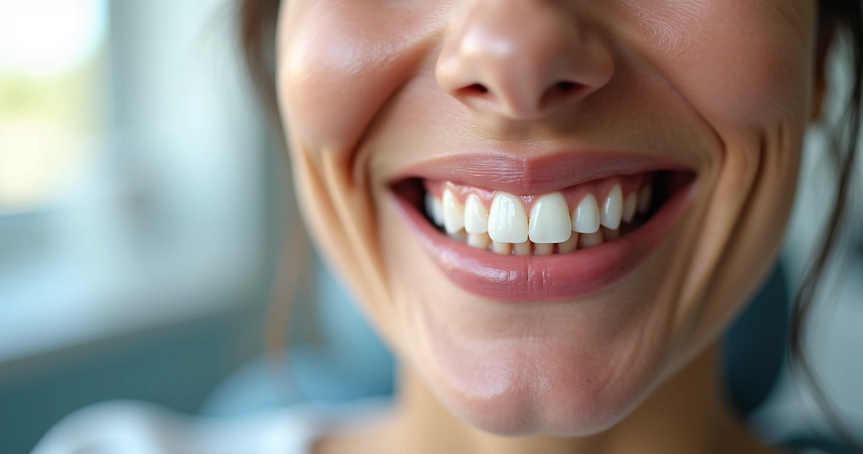 Paciente sorrindo mostrando prótese flexível estética