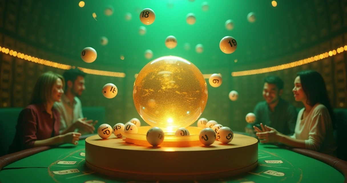 Globo do sorteio com bolas numeradas e luzes refletidas 