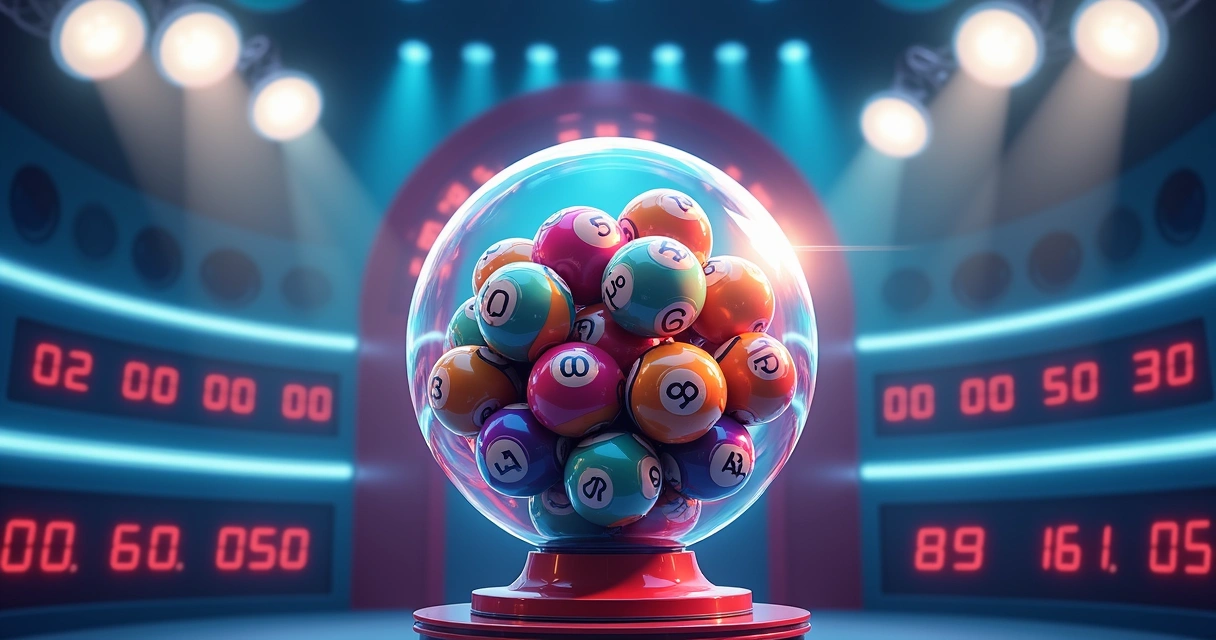 Globo de sorteio da Mega da Virada e bolas coloridas em evidência 