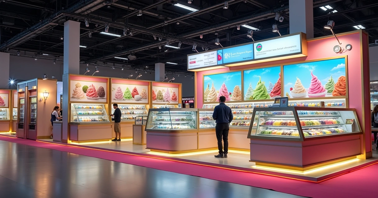 Área de sorveterias com expositores na Fispal 