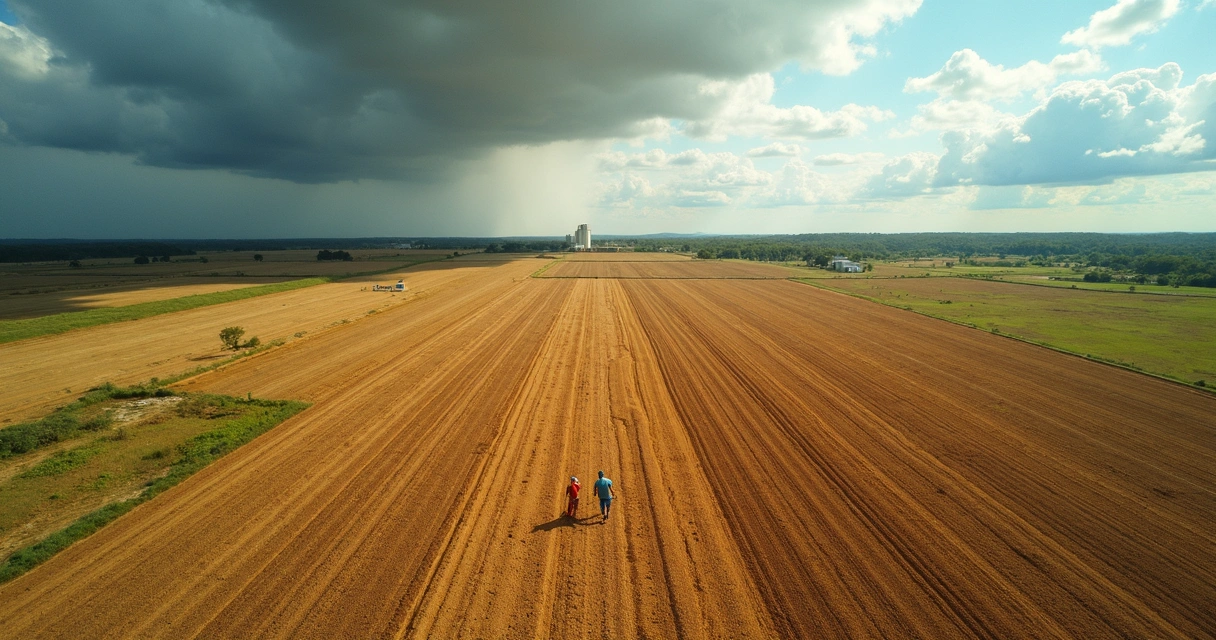 Aerial view showing parched soybean fields in northern Brazil 