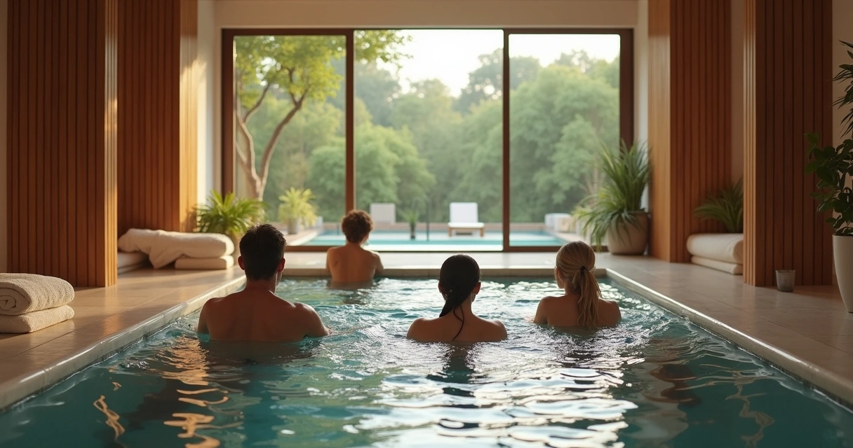 Pessoas relaxando em spa de hotel 