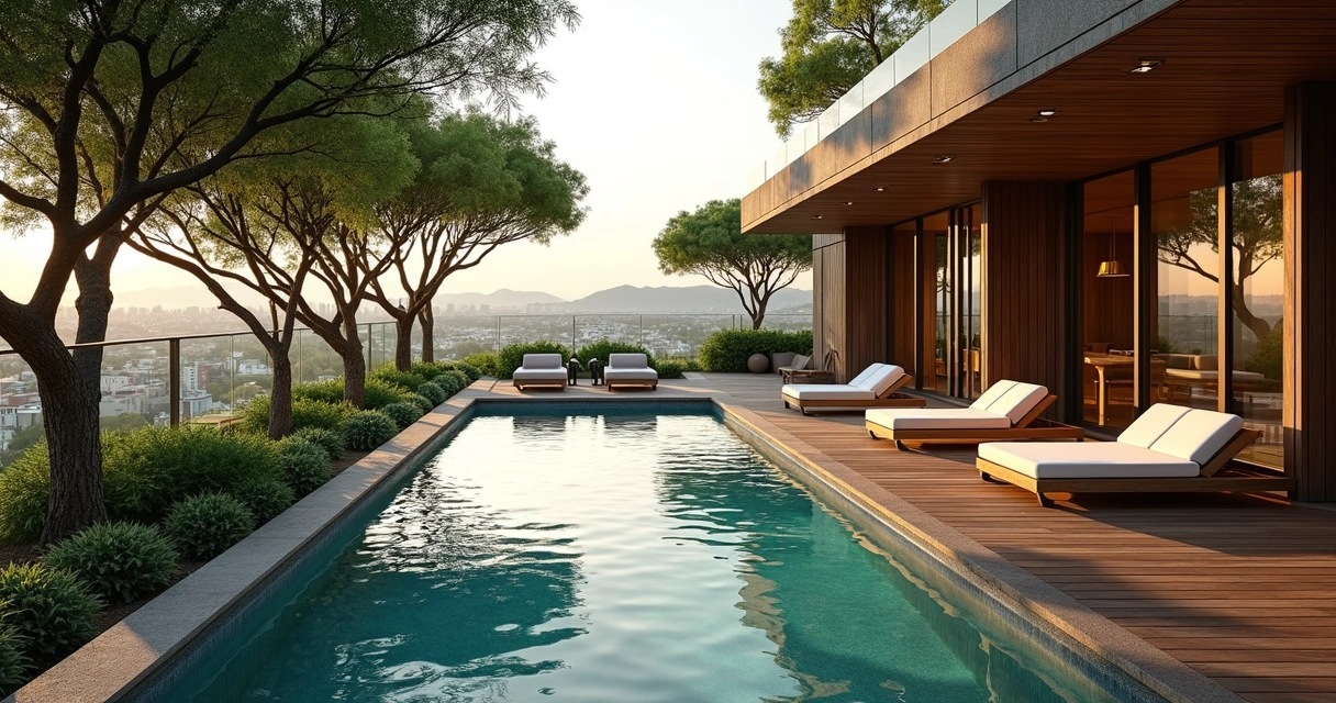 Piscina natural e rooftop no spa em meio à natureza 