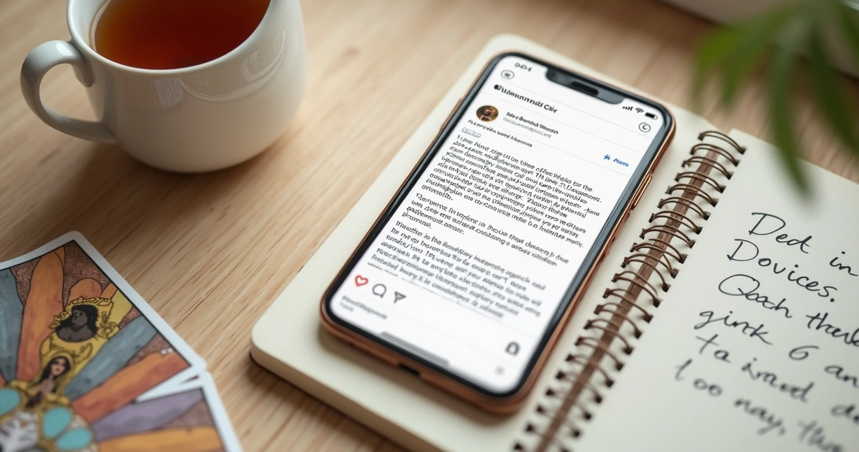 Phone screen with affiliate disclosure and spiritual content planner 