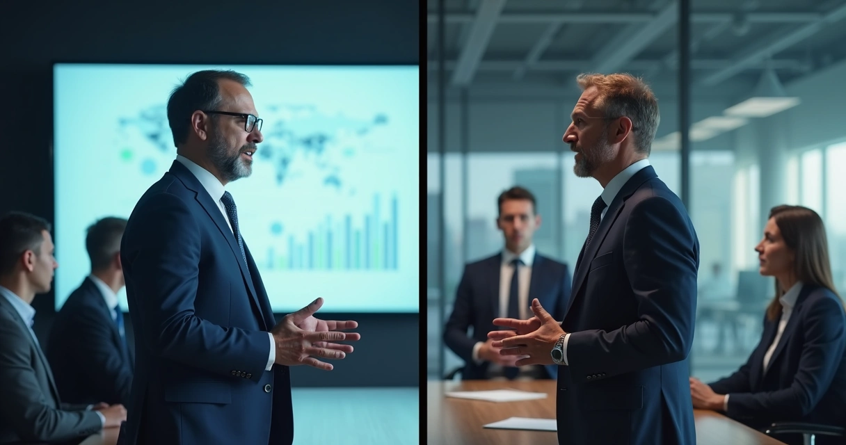 Two contrasting leadership conversations in an office