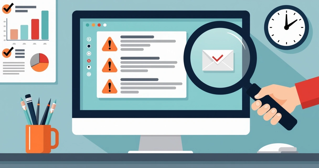Person highlighting phishing signs on email 