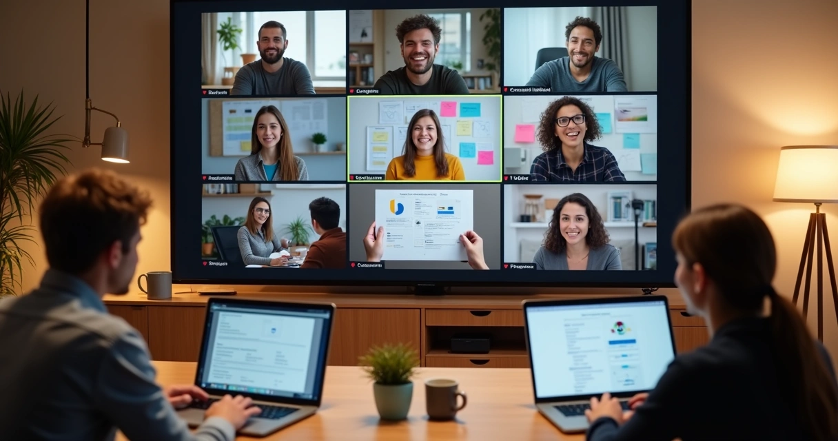 Squad de tecnologia em reunião por videoconferência 