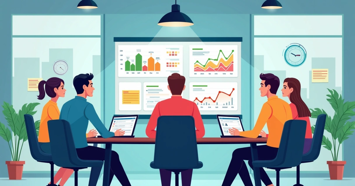 Reunião colaborativa de squad multidisciplinar em agência 