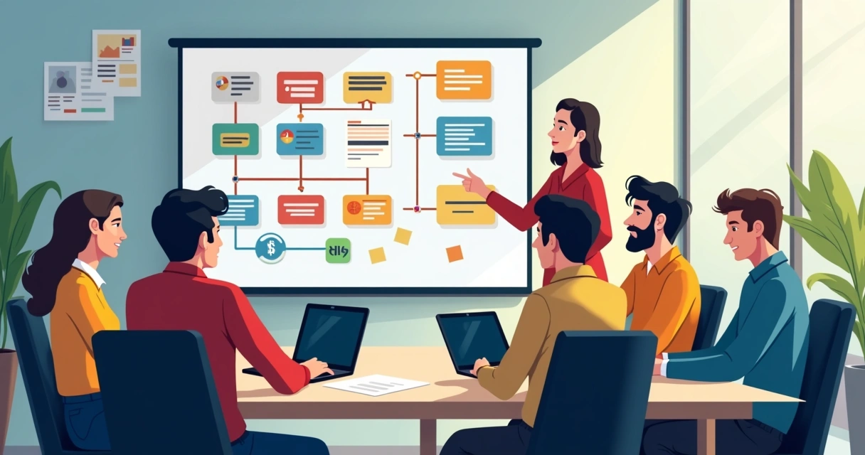 Reunião de squad de desenvolvimento SaaS 