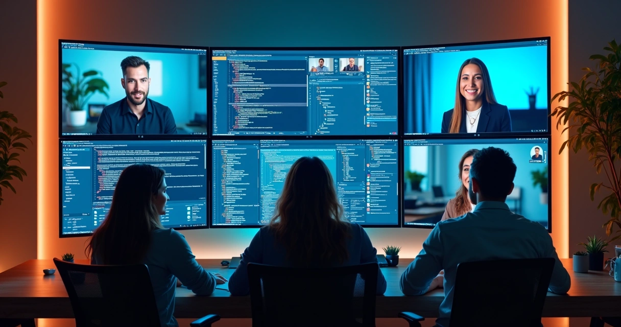 Squad virtual de tecnologia desenvolvendo projeto online 