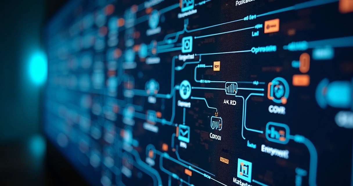 Componentes da stack de tecnologia pipeline B2B unidos em painel