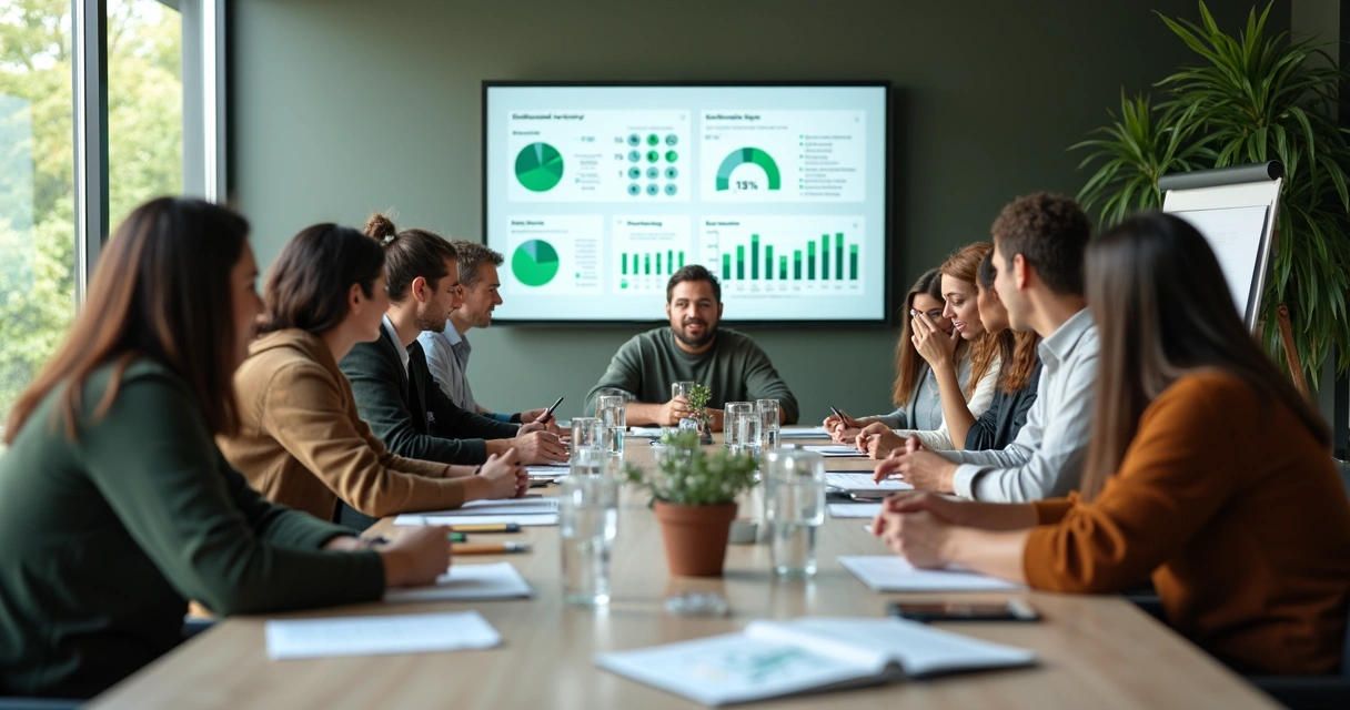 Públicos estratégicos analisando resultados ESG em evento 