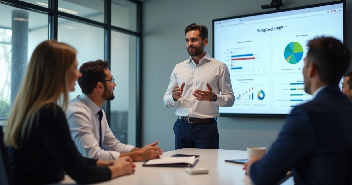 Empreendedor apresentando MVP a investidores em reunião