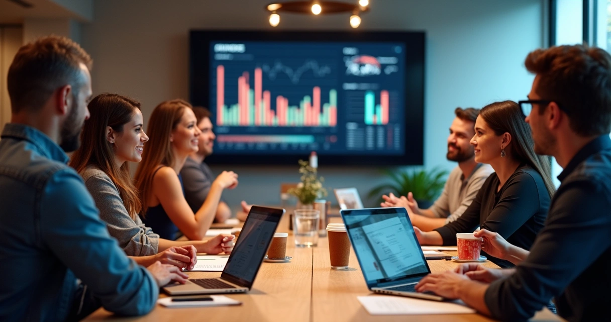 Equipe de startup analisando soluções BaaS em laptops