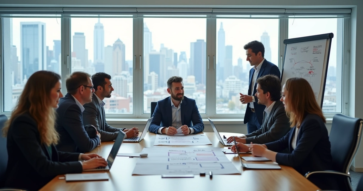 Equipe de startup discutindo alinhamento do branding 