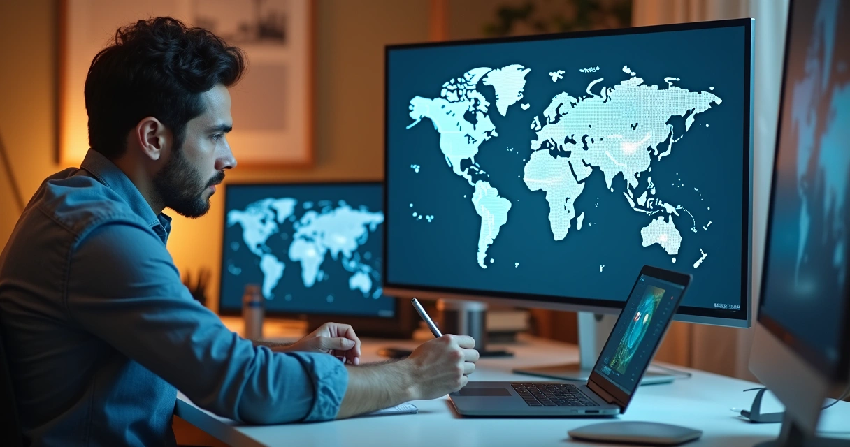 Startup brasileira contratando profissional internacional via computador 