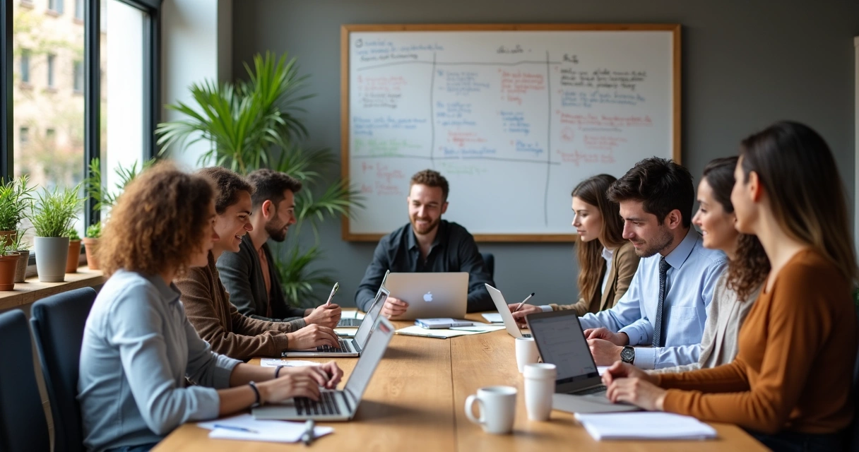 Equipe diversificada de startup trabalhando em conjunto 