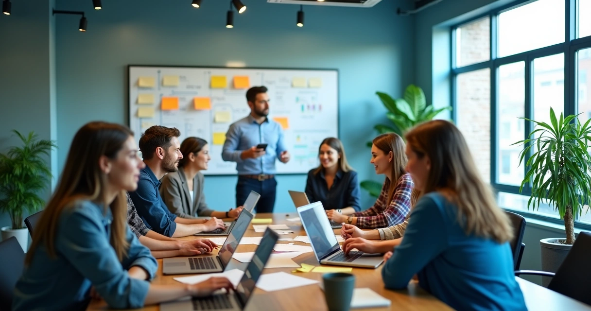 Equipe de startup reunida, refletindo diversidade e colaboração em ambiente moderno 