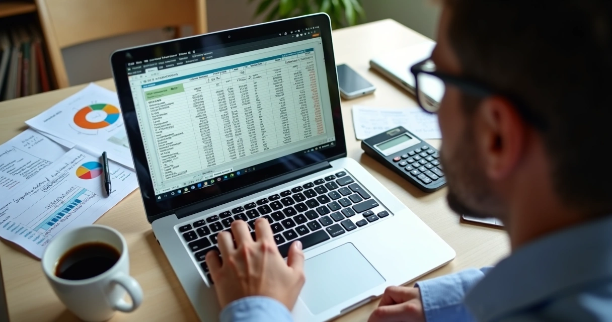 Startup founder reviewing MVP budgeting spreadsheet 