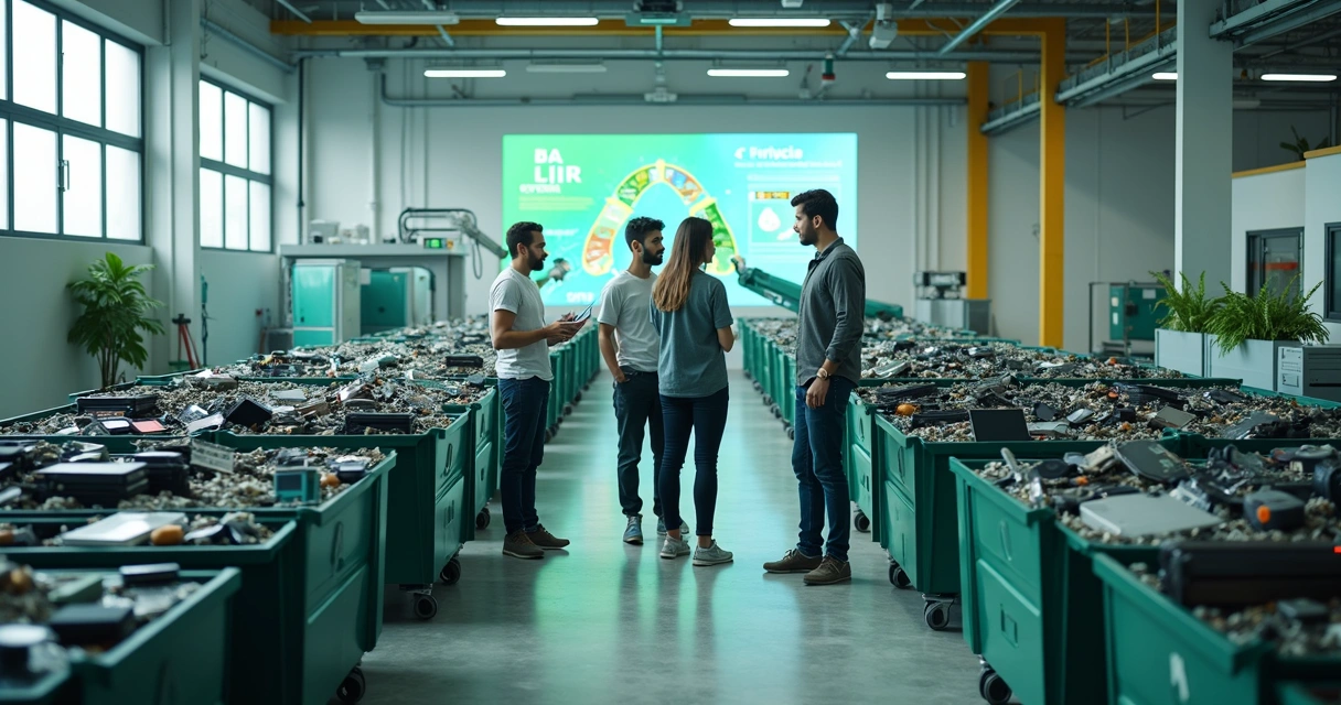 Fundadores de startup organizam resíduos eletrônicos em esteira automatizada de reciclagem 