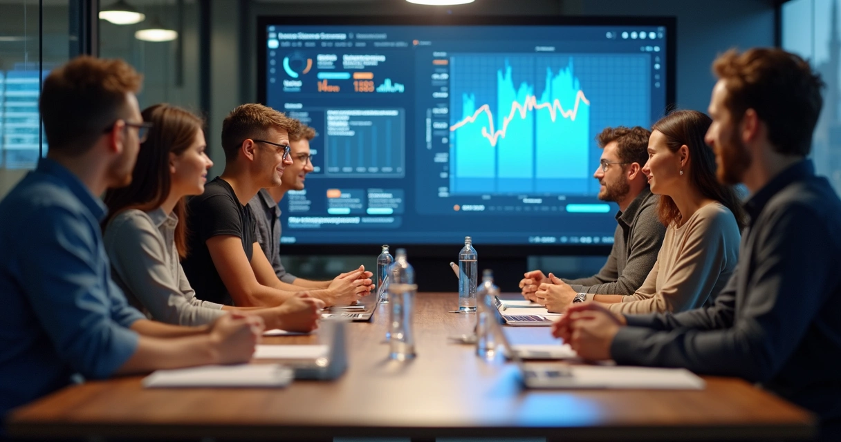 Fundadores de startup apresentando valuation para investidores. 