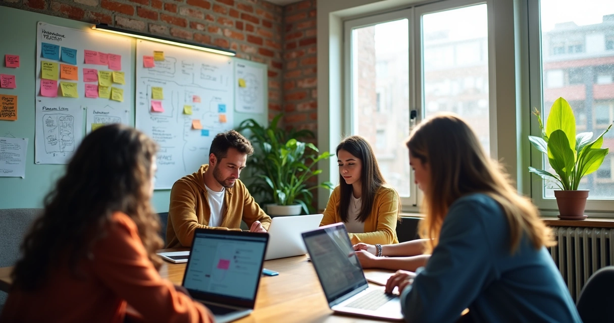 Equipe de startup programando soluções tecnológicas 
