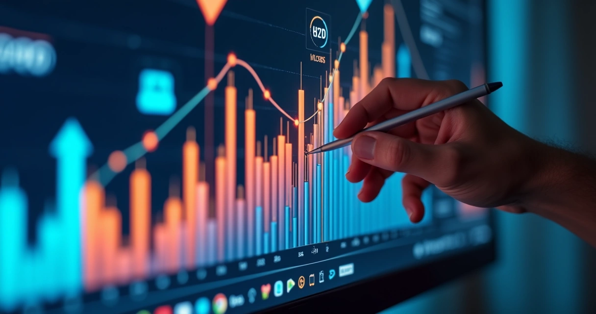 Gráfico digital mostra crescimento do valor de mercado de startup