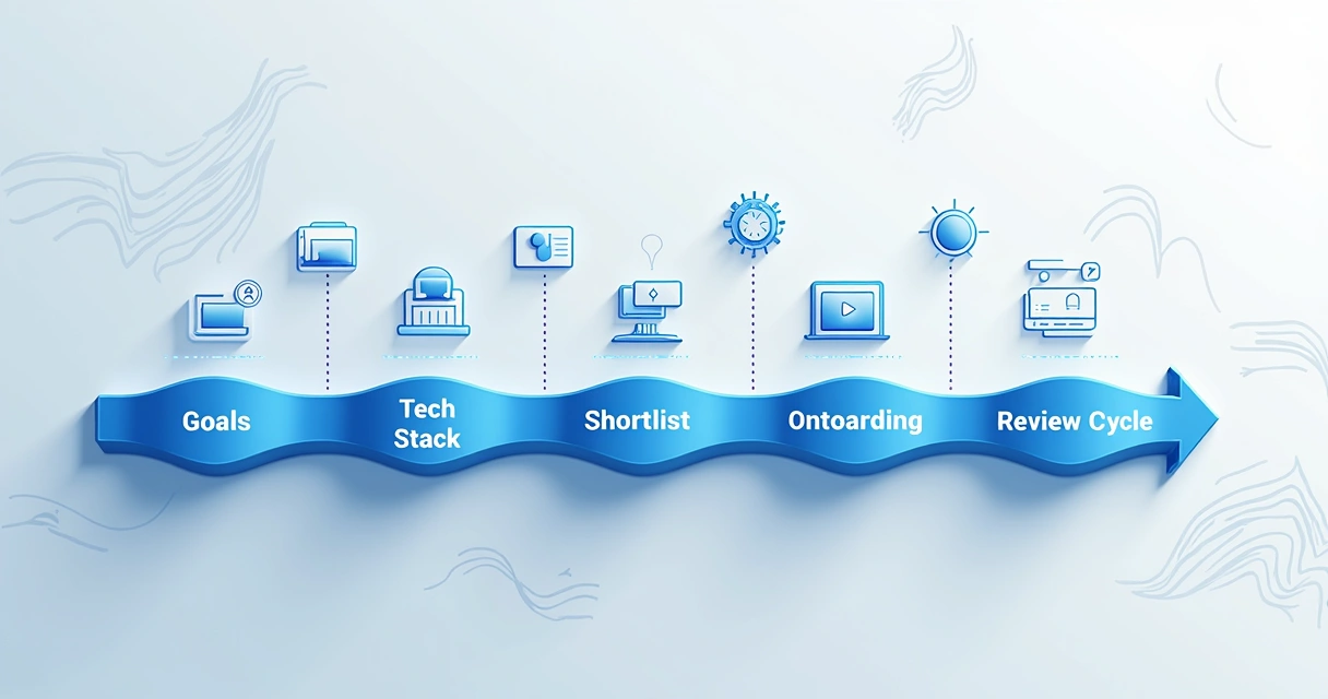 Step by step project roadmap graphic with milestones