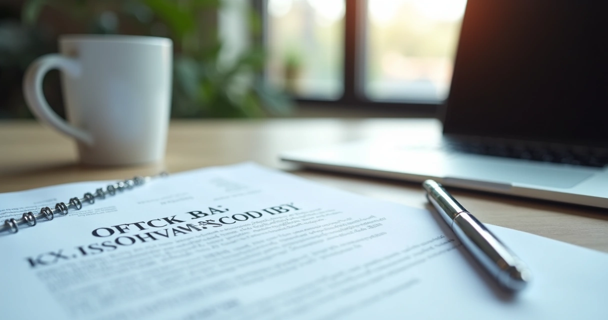 Contrato de stock options sobre a mesa com caneta e xícara de café ao lado