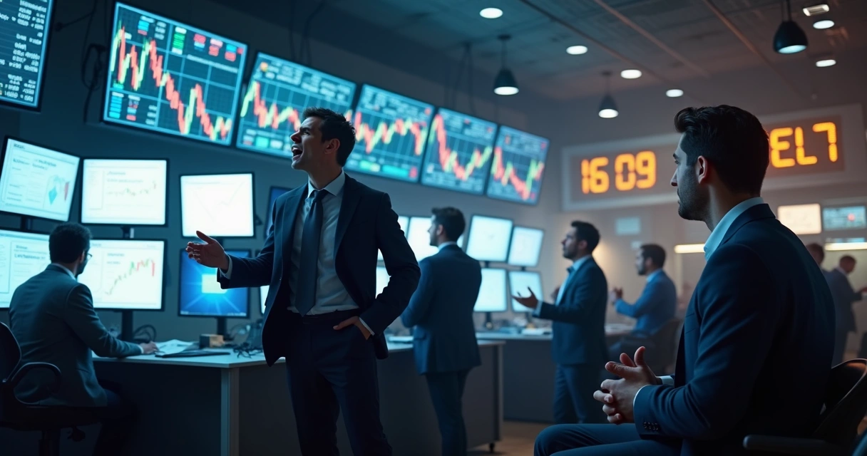 Traders showing different emotions in stock market 