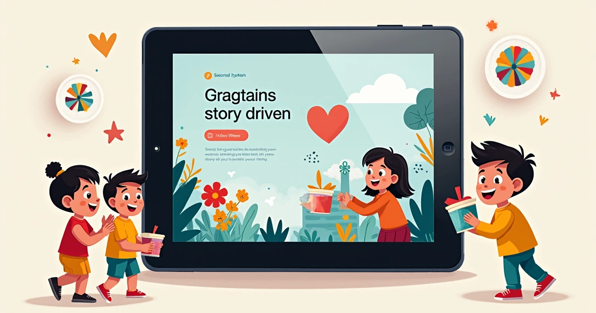 Storytelling ad copy for social campaign with illustrative elements